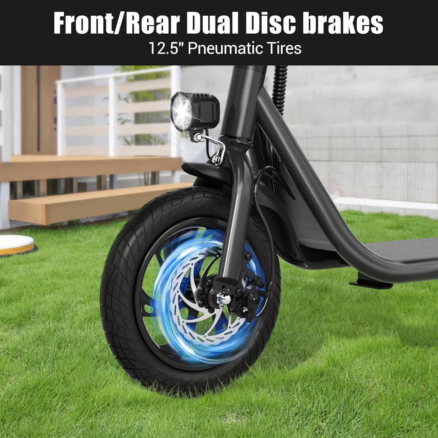 RIDWIND 450/850W Peak Motor Electric Scooter with Seat for Adults, 20 MPH, 25-Mile Range, 330 lbs Load Portable E Scooter with Seat for Commuting,Dog,Cargo,Dual Disk Brake, UL2272 Certificate