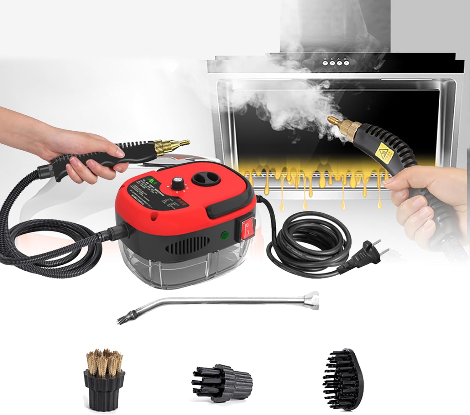 2500W High Pressure Steam Cleaner Portable High Temperature Steam Cleaning Machine with 3 Brush Heads 2 Spray Gun, 6 Cleaning kit Tool (D)