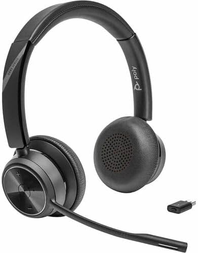 HP Poly Savi 7320 UC Stereo DECT 1920-1930 MHz Headset - Stereo - Wireless - DECT - 450 ft - On-Ear, Over-The-Head - Binaural - Supra-aural - Noise Cancelling Microphone - Noise Canceling - Black
