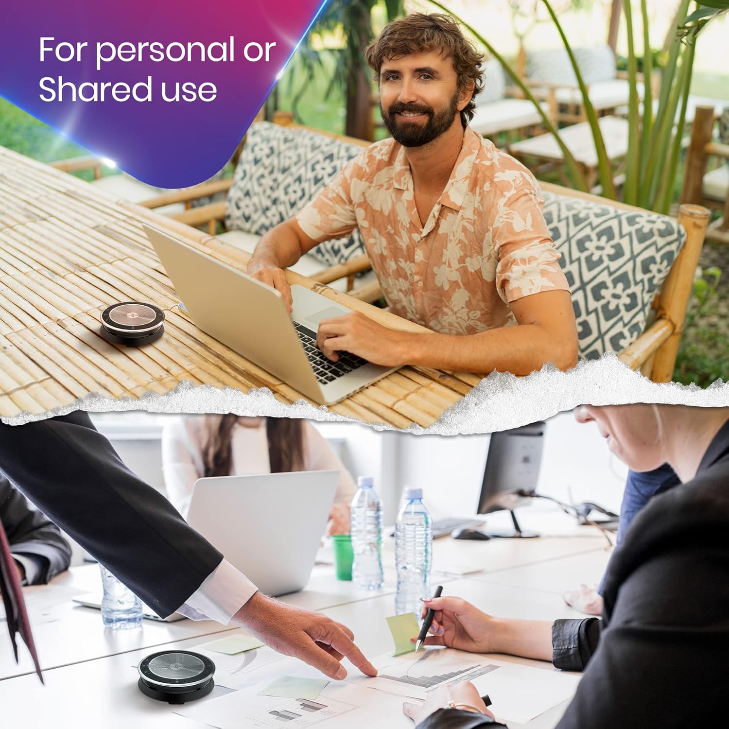 EPOS Sennheiser SP 30T Speakerphone w/USB Bluetooth Dongle Bundle, GTW 2-Port Charger, Compatible for Teams, Zoom, Webex, Skype, Mobile, PC/Mac, Tablets