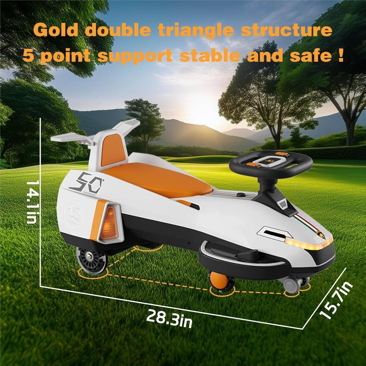 Wiggle Scooter Electric Swing Car with Pedals, 2 in 1 Swing Cars Ride with Music, Flashing Wheels, Enlarged Body