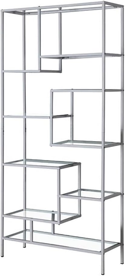 Atlin Designs Modern Metal/Glass Office/Bedroom Bookcase in Gray