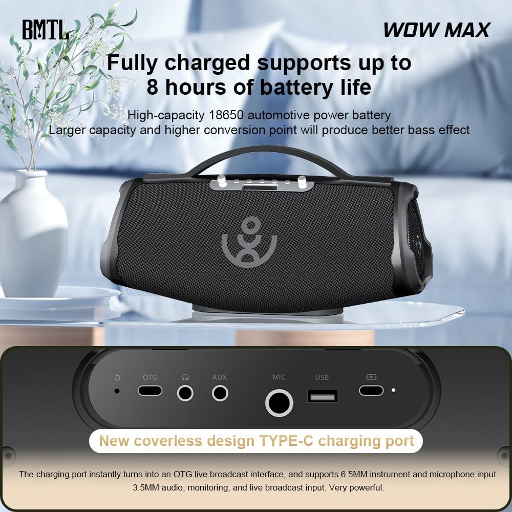 xdobo BMTL Wow MAX Party Speaker Portable Bluetooth Speaker Wireless with 2 Microphone 300W Powerful Sound Deep Bass Waterproof Big Speakers for Outdoor/Home/Party/Beach/Celebration/Travel