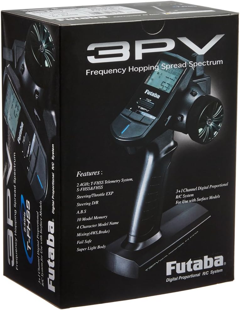 Futaba 3PV Three-Channel Two-Point-Four Gigahertz Computerized Radio Control Surface Transmitter with R304SB T-FHSS Telemetry Receiver
