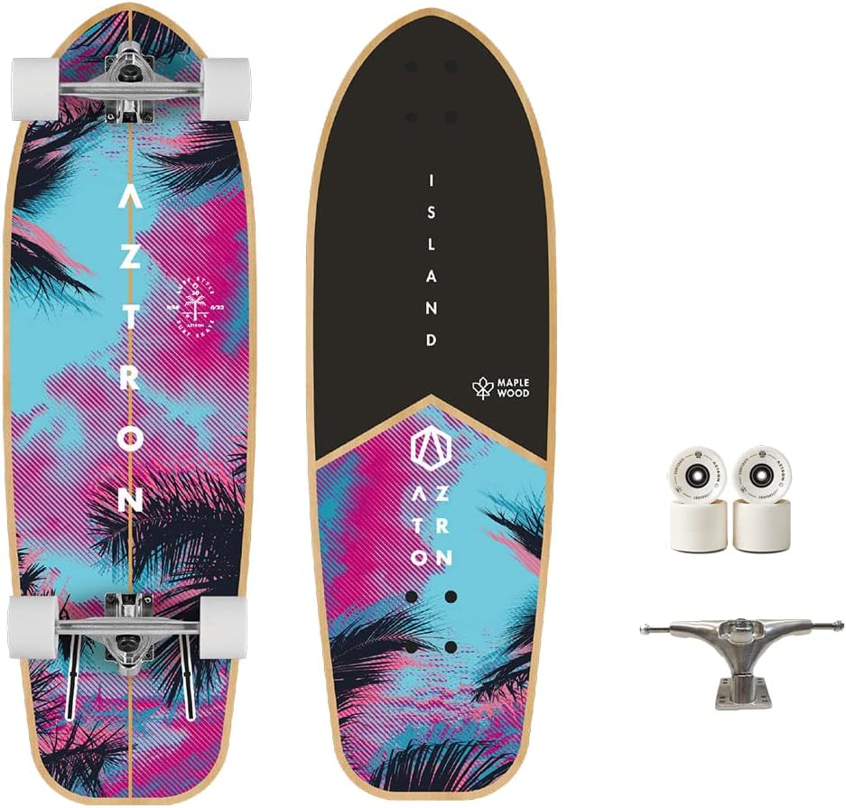 Aztron Surfskate Island 30 Skateboard shortboard 76x24 cm, Black, S