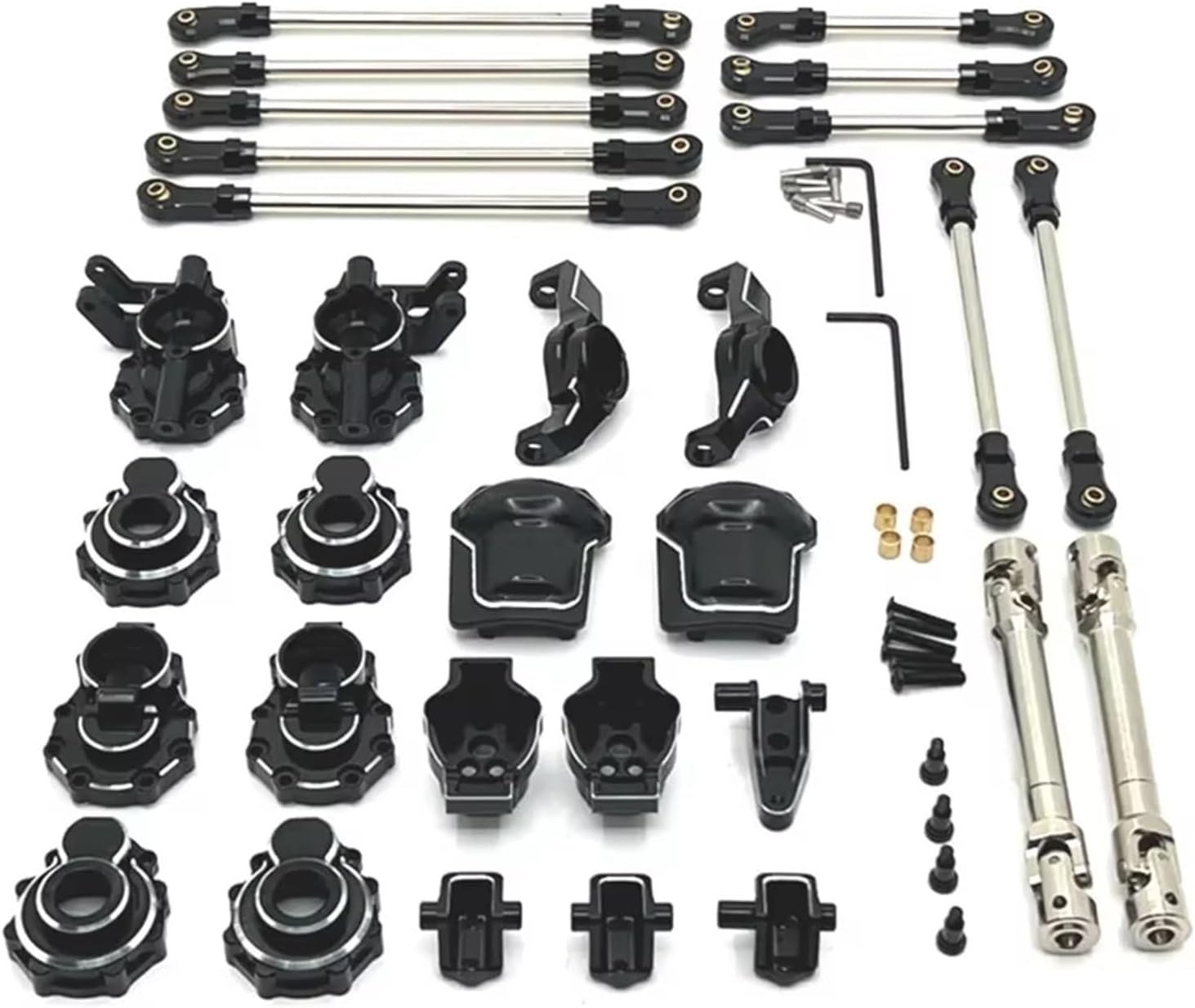 RC Car Drive Shafts for HB for Huangbo R1001 R1002 R1003 4WD 1/10 Front Rear Axle Steering Pull Rod Cup C Seat Rod Fixing Components Drive Shafts RC Crawler Car Parts(Black)