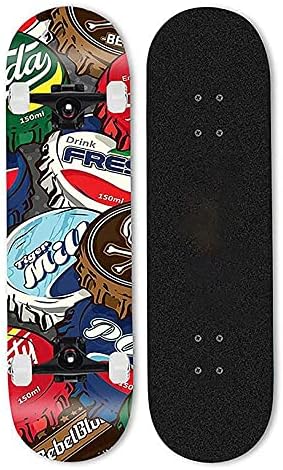 Four-Wheel Skateboard 7-Layer Maple Deck Skateboard Beginner Professional Standard Double Kick Board Suitable for Adults and Teenagers 31 inches X 8 inches