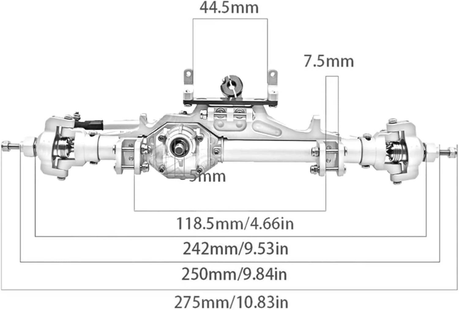 Rc Front Rear Axle for Axial for Wraith 90018 RR10 for Capra 1.9 for UTB 1/10 RC Car Crawler CNC Aluminum Complete Front & Rear Axle with Tie Rod Servo Mount(Black,Front Rear Axle)