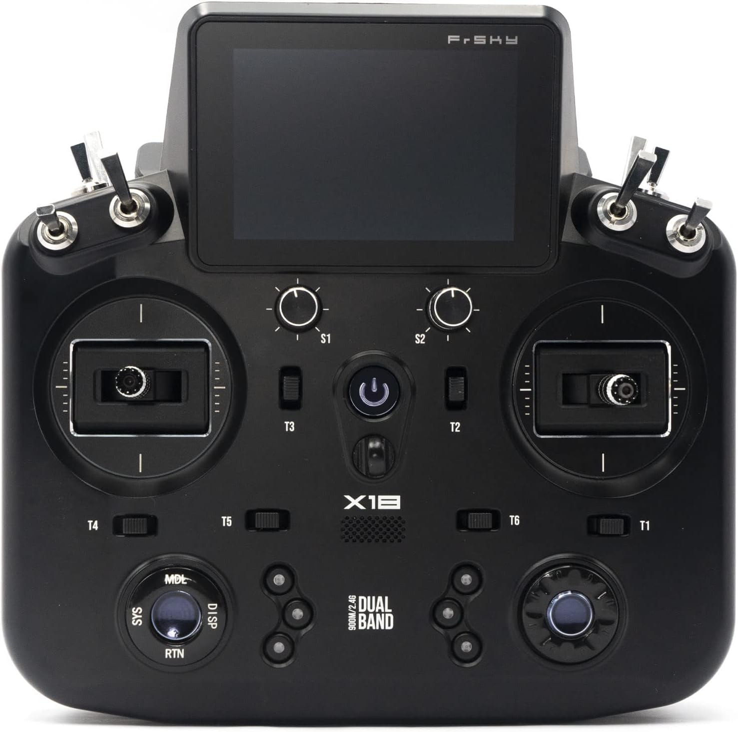 FrSky Tandem X18 Radio Transmitter Dual-Band 2.4GHz & 900MHz TD System 4ms Low Latency Color Touchscreen |ETHOS OS Metal Hall Gimbals 24CH Access/ACCST D16 / TD Receiver Compatible(Black)