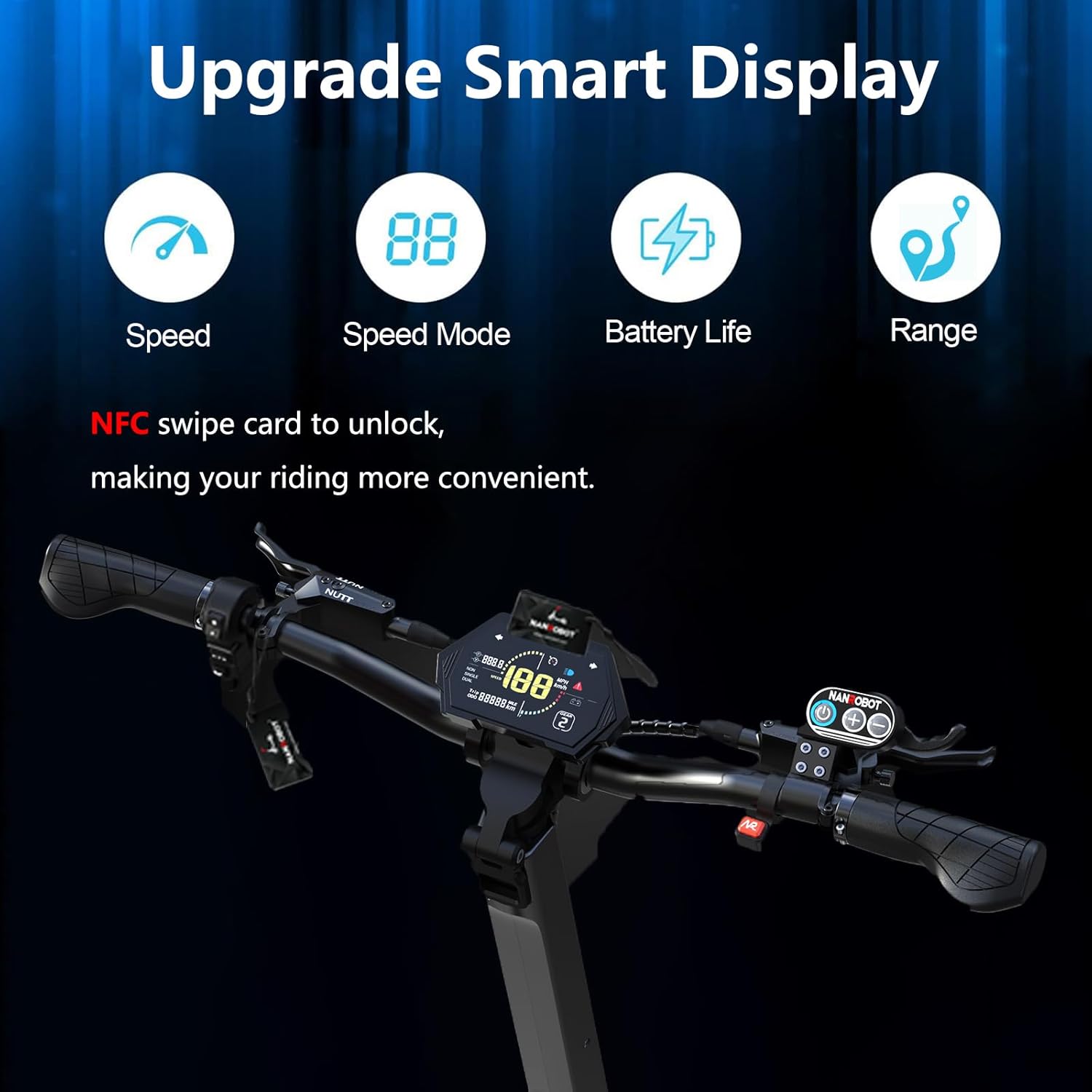 NANROBOT Electric Scooter Adults 50mph 3000W Dual Motor Fast E Scooter 80Miles Off Road Scooter Electric for Adults Foldable Kick Sports Scooter 10