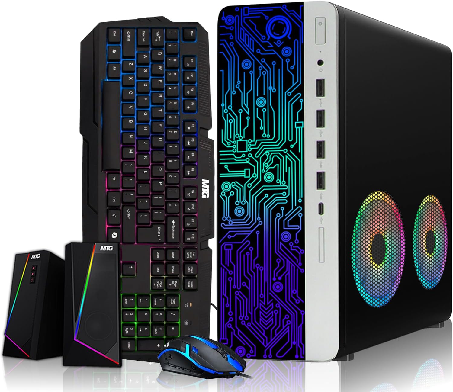 TechMagnet HP G3 Desktop PC Intel i3, 32GB RAM, 1TB SSD, RGB Speaker, RGB Keyboard with AI-Enabled Copilot Key Mouse, 2X ARGB Fan WiFi, Windows 11 (Renewed)