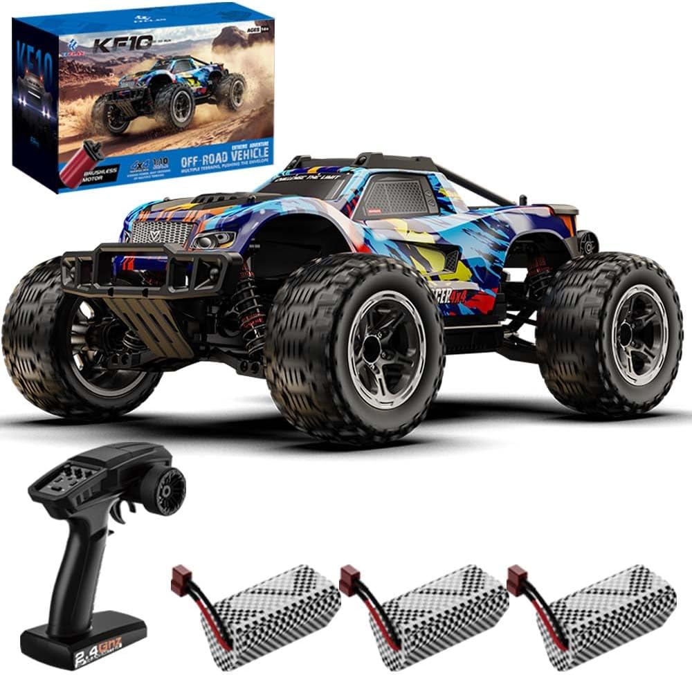 X-Verse KF10 1/10 Brushless RC Cars for Adults Fast 60KM/H, RC Trucks 4X4 Offroad Waterproof with 3S Battery, 4WD High Speed All Terrain RC Truggy (3 Battery)