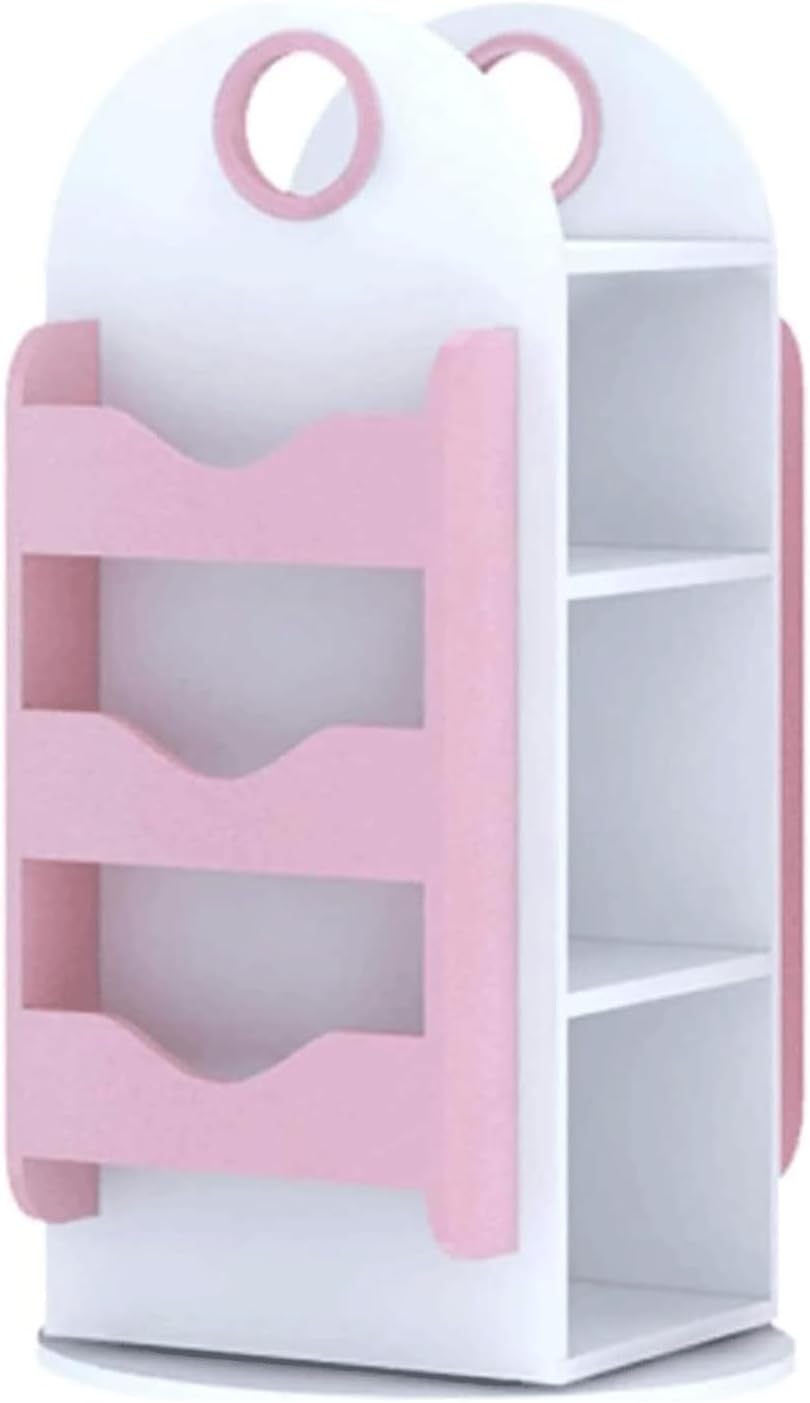 Interesting Bookshelf Small Bookshelf Creative 360° Kids Rotating Bookshelf Solid Wood Eco Board Bookshelves with Ring Handle Design Rack Bookcase Solid and Stable