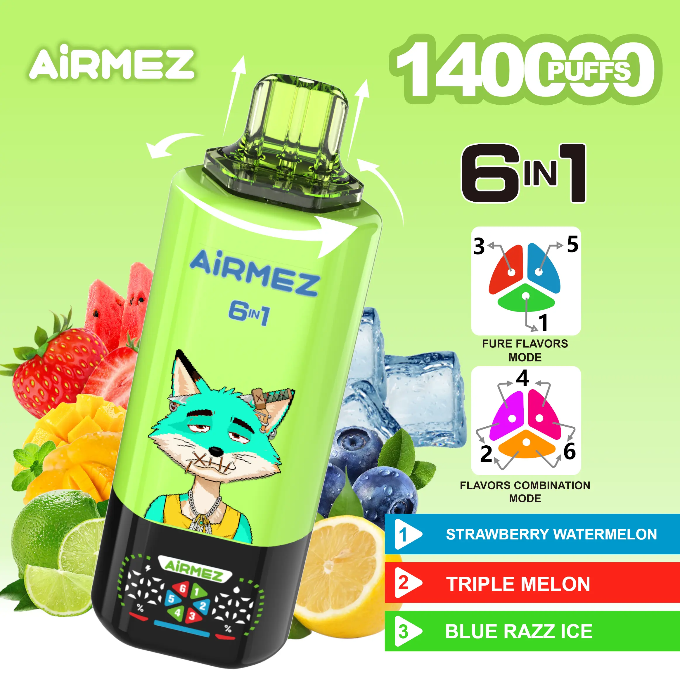 🔥AIRMEZ FOX 140K 6 in 1 (5pcs) - MYEU VAPES