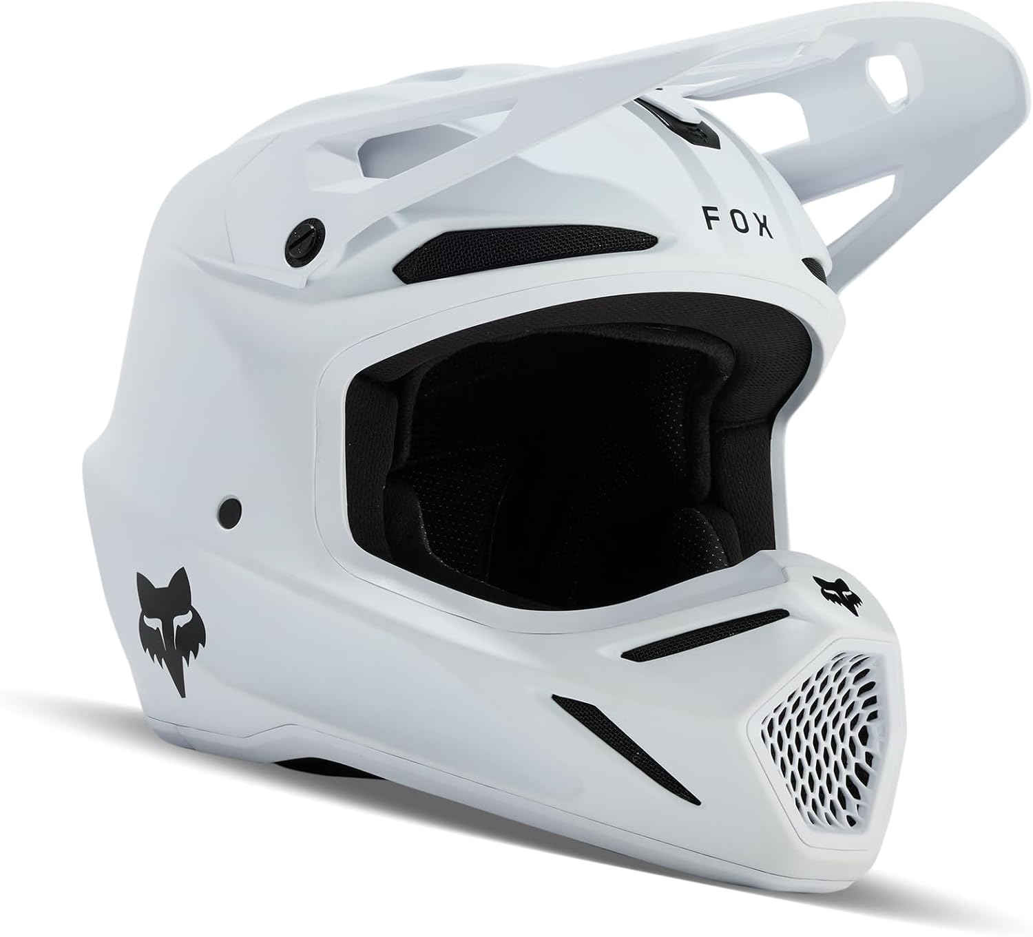 Fox Racing Youth V3 Motocross Dirt Bike Helmet, Matte White, Medium