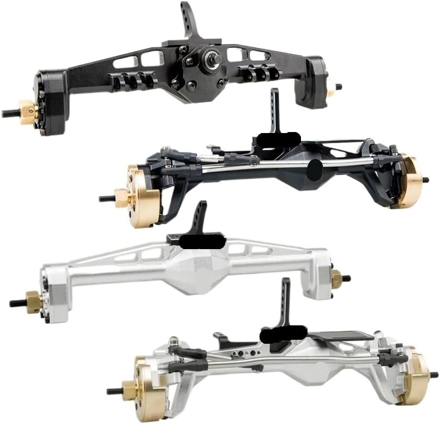 Compatible Portal Axle Set Compatible with 1/10 RC Crawler Vehicles GEN8 EX86100 Complete Metal Front and Rear Axles(RA-Silver)