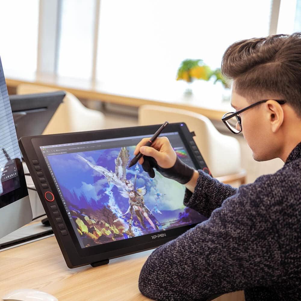 Drawing Tablet with Screen XPPen Artist 22R pro Computer Graphics Tablet 120% sRGB with Battery-Free Stylus Full-Laminated Technology, 21.5 inch Pen Display with 20 Shortcut Keys & 2 Red Dial(Black)