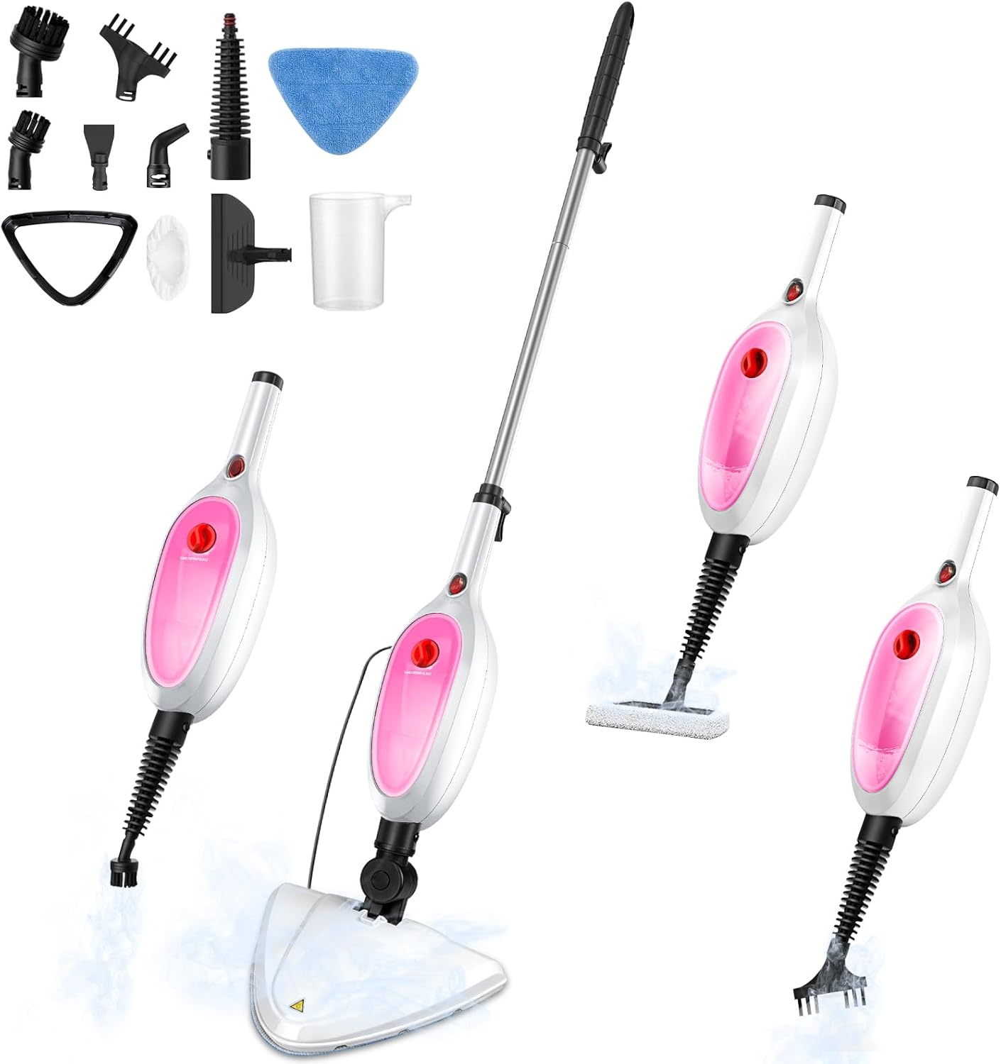 10-in-1 Steam Mop & Detachable Handheld Steamer, 20s Heat-Up, 212°F Steam, 16FT Power Cord, MultiPurpose Steamer for Hard Floors, Grout, Tiles, Hardwood,Walls, Carpet, Furniture