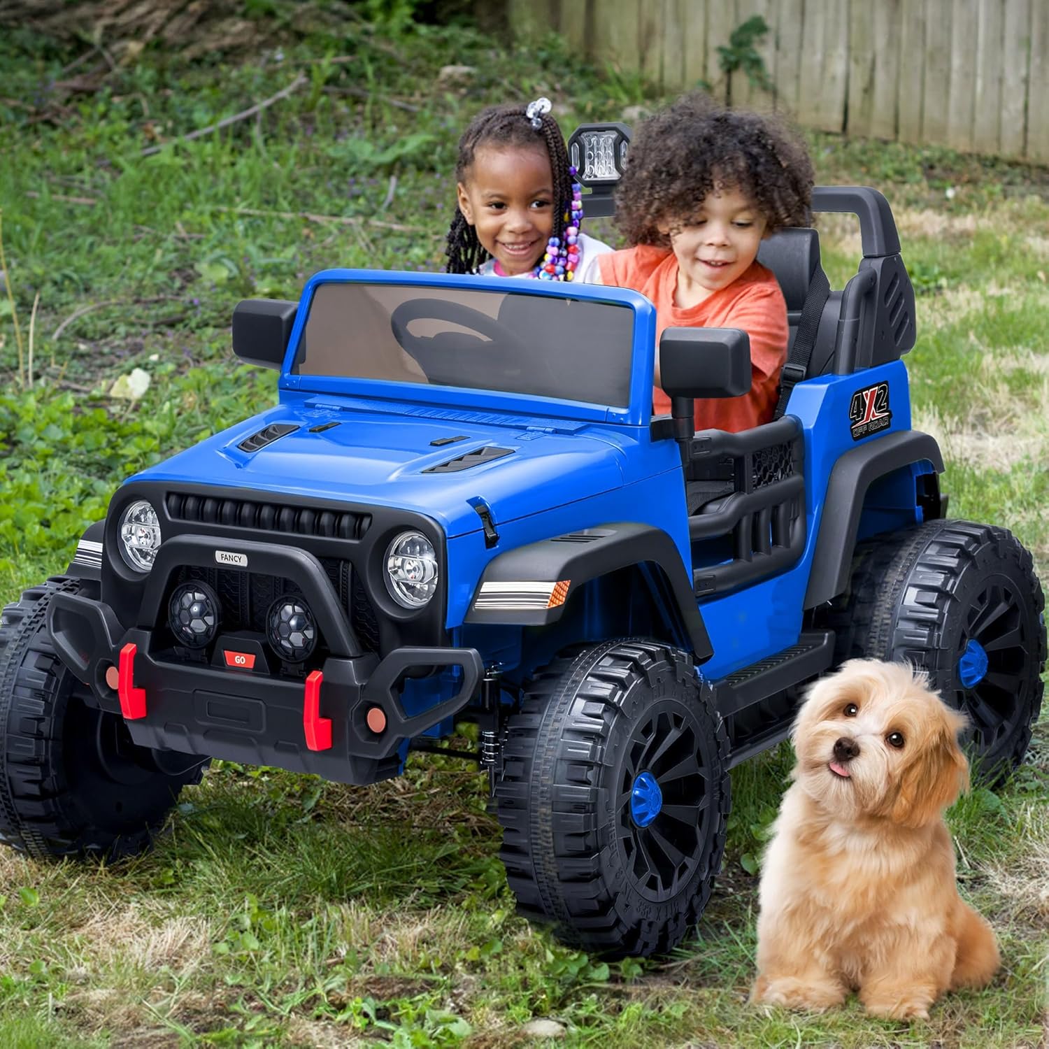 2 Seater Ride on Car for Kids, 12V Electric Car Ride on Toy for Kids Age 4-8 w/Remote Control, Capacity 150lbs - Blue