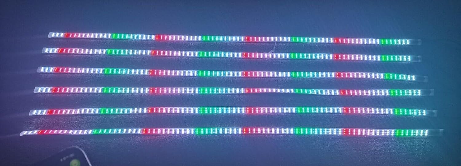 6PCS 4FT 1.2Meters Triple Row Treble Rolls LEDs RGB Dream Color Chasing Flow Chaser Light Strips APP+Remote for Vehicle Car Truck Slingshot Slingtoys Ryker Spyder