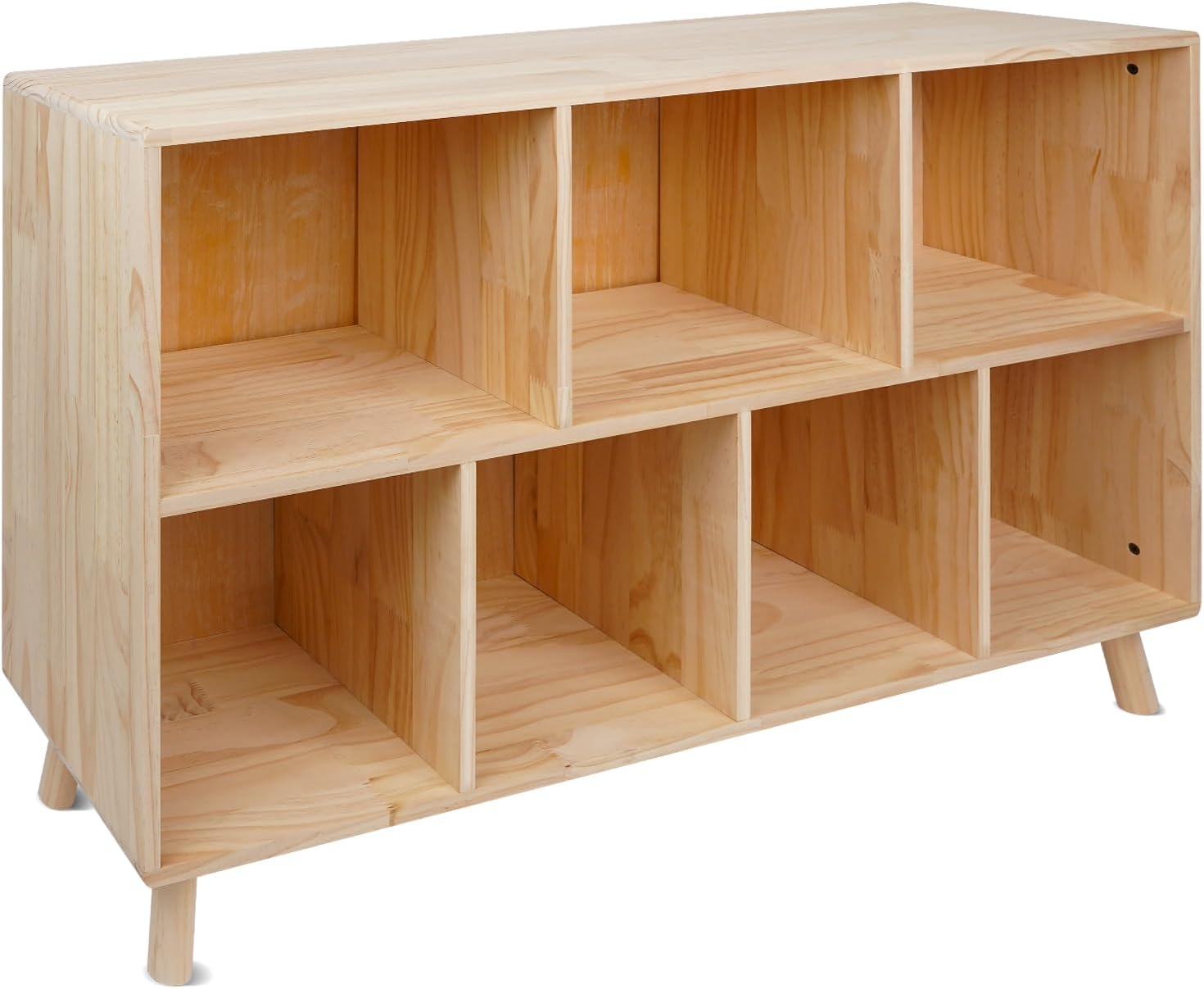 VENBER Modern Bookcase Solid Pine Wood Bookshelf Open Book Shelf Office Storage Cabinet Floor-to-Ceiling Cabinet Display Cabinet for Living Room Home Office