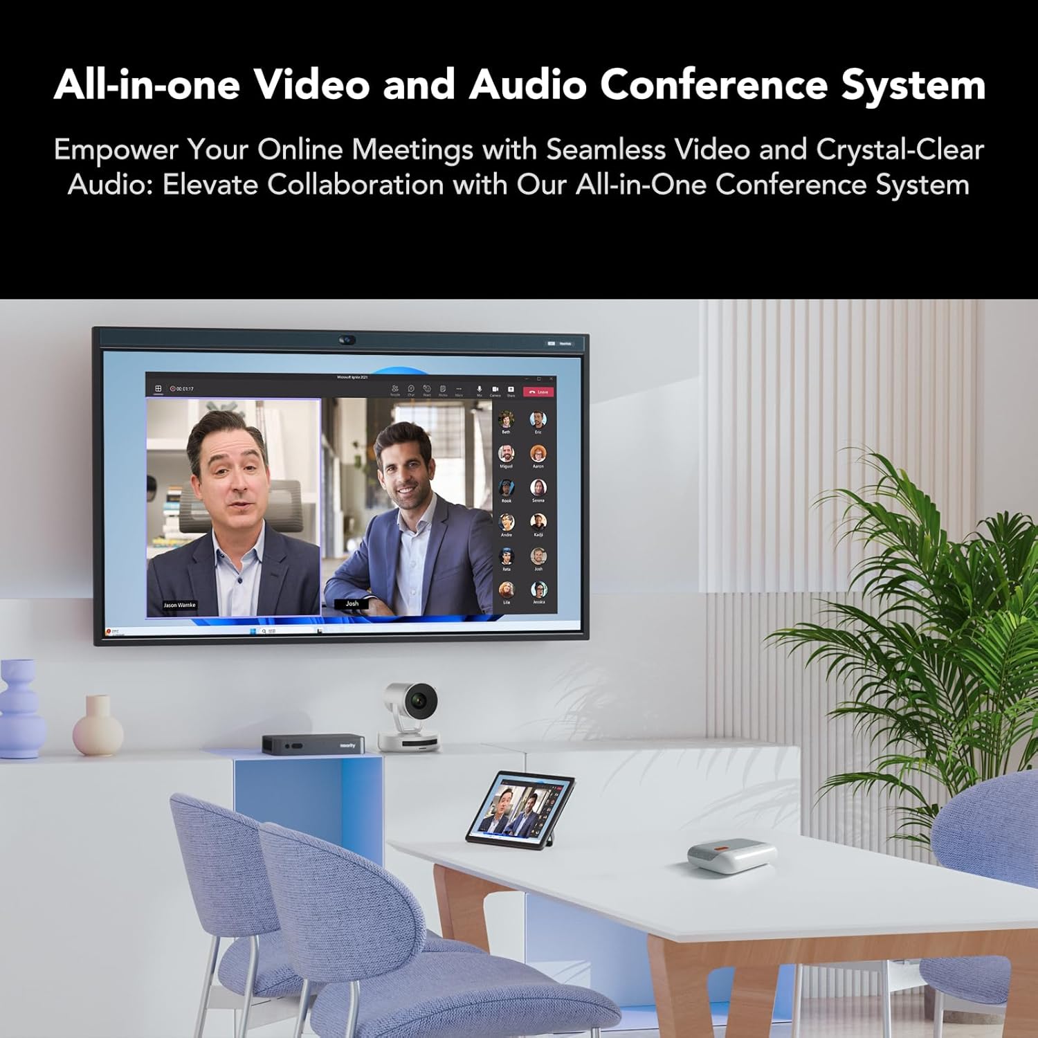 NUROUM Conference Room Camera System, 5X Optical Zoom, Noise Cancellation, Autofocus, All-in-one Video Conferencing System, 1080P PTZ Webcam, Bluetooth Conference Speaker and Microphone