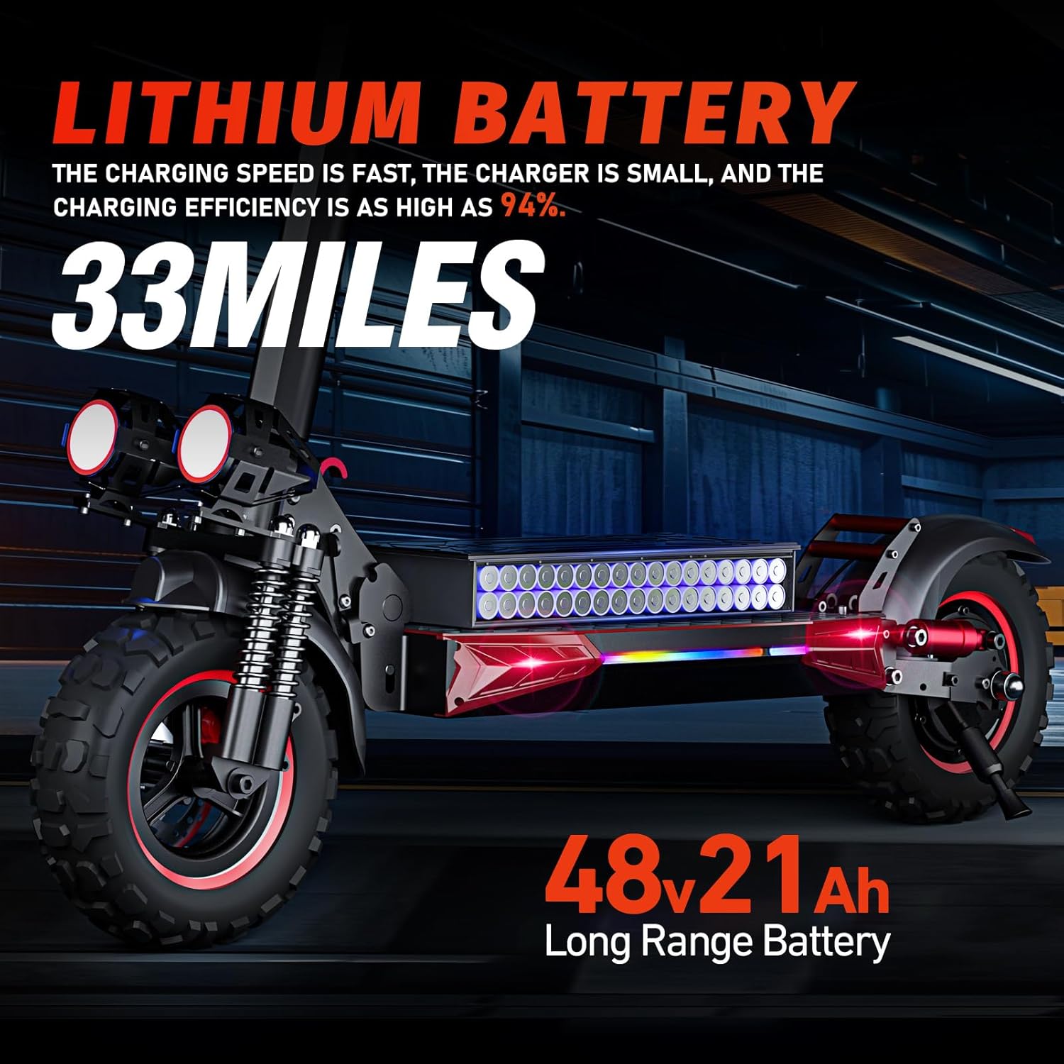 FREEBOY Adult Electric Scooter - Removable Seat, 1200W Motor, Max 35mph, 33 Miles, Off Road Tires, 4 Braking System