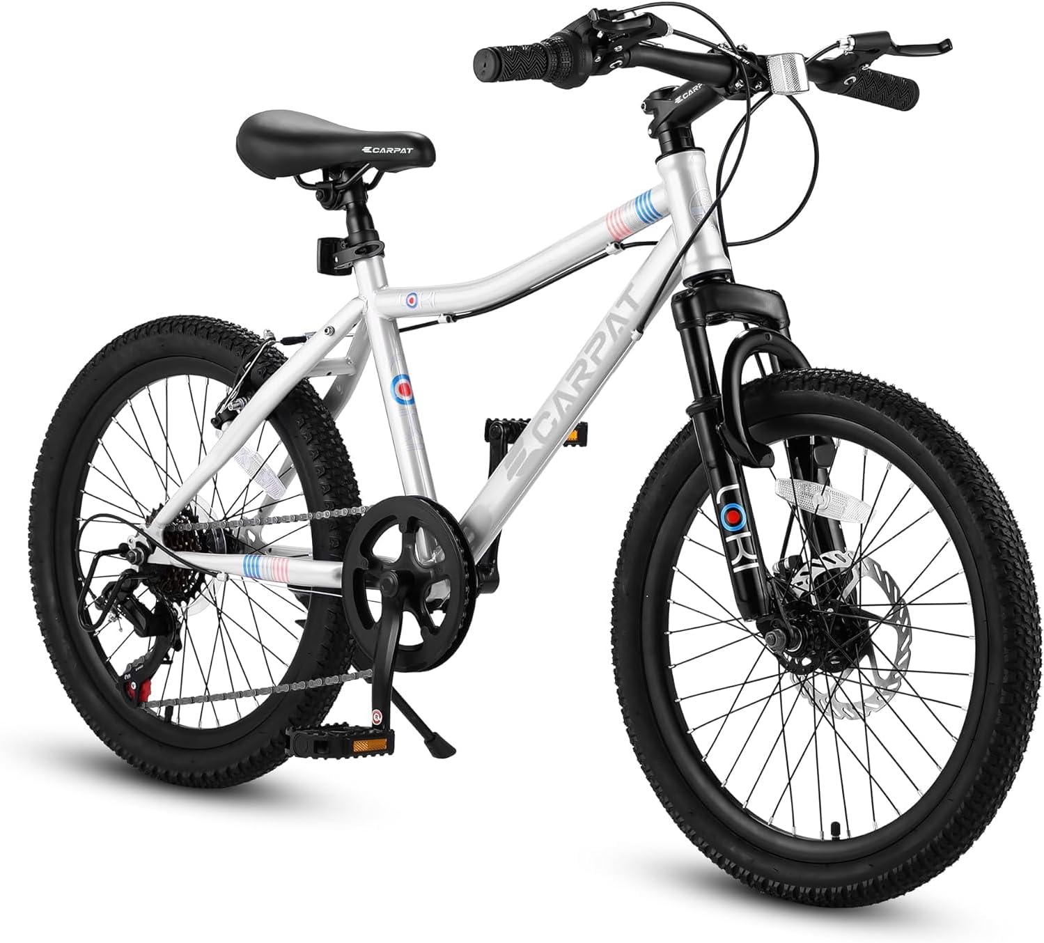 20 Inch Kids Mountain Bike for Ages 8-12, 7-Speed Bicycle with Front Suspension & Dual Brakes, High-Strength Steel Frame – Supports Up to 200 lbs