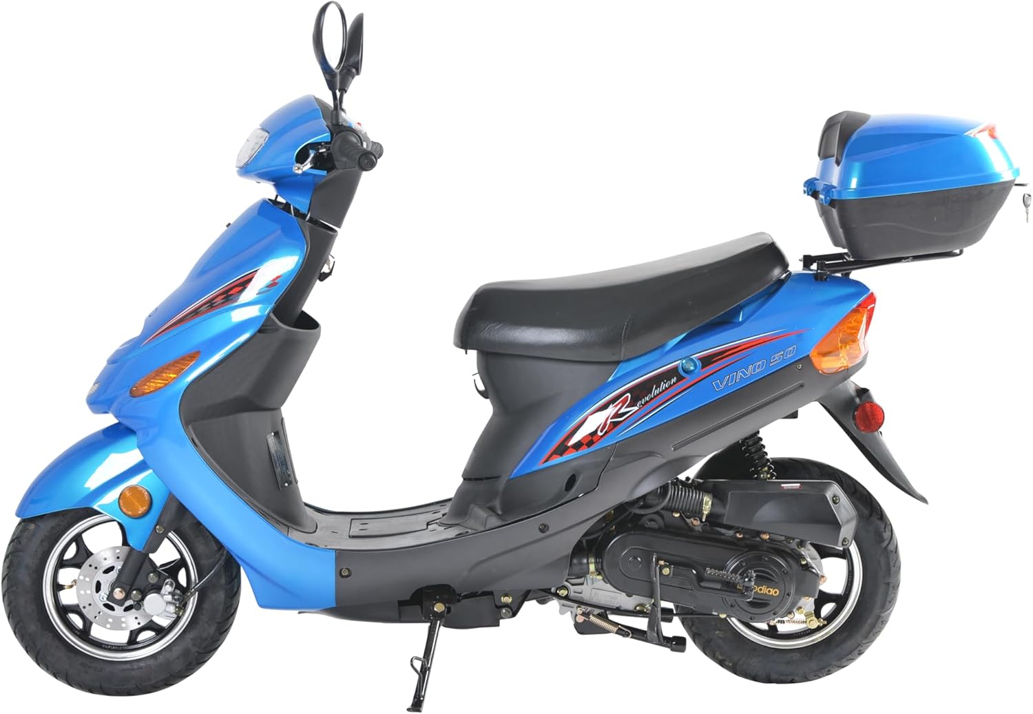 HHH Upgraded Street Moped 49cc/50cc Gas Fully Automatic Scooter Pony 50cc with Rear Storage Trunk (RED)