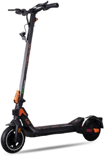 Italica E-ON 350 Electric Scooter, 350W Motor Power, 18 mph Max Speed, 36V 6Ah Battery, Black and Orange