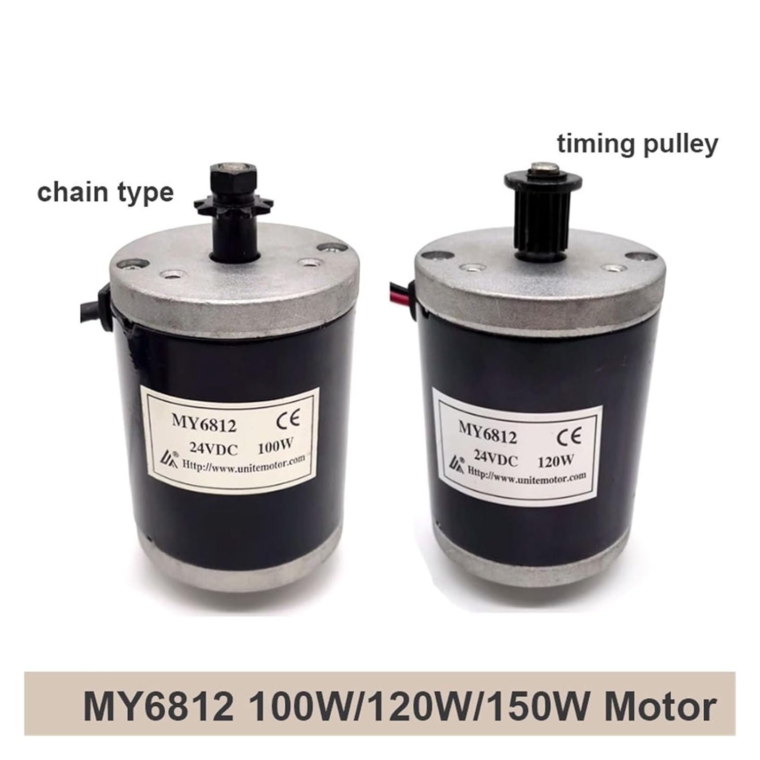 Brushed Motor MY6812 12V 24V 100W 120W 150W High Speed Small Brush Motor with Belt Pulley Electric Accessory(150w Timing Pulley,2)