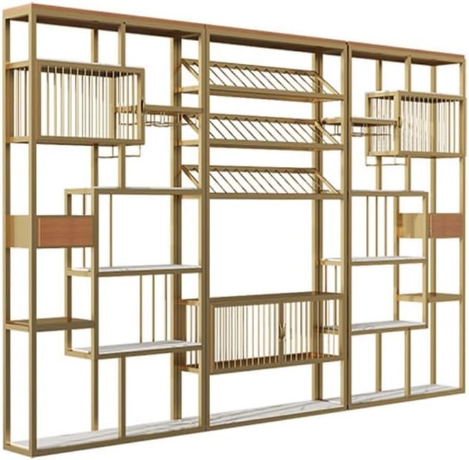 SONGCHAO Book Shelf Nordic Metal Wine Rack Bar Partition Floor-to-Ceiling Bookshelf Office Green Plant Flower Rack Storage Display Rack Cube Storage Organizer (Color : A4-300cm)