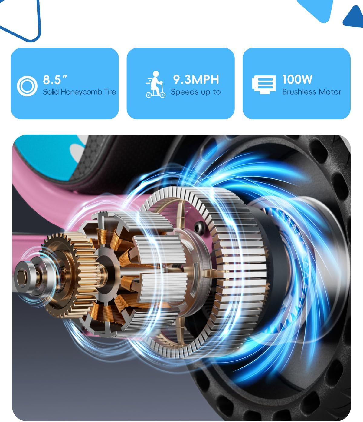 Hiboy JoyHaul Electric Scooter for Kids, Ages 4-10 – LED Neon Lights, 100W Brushless Motor, 56.16Wh Battery, Under-Seat Storage & Safety Brake