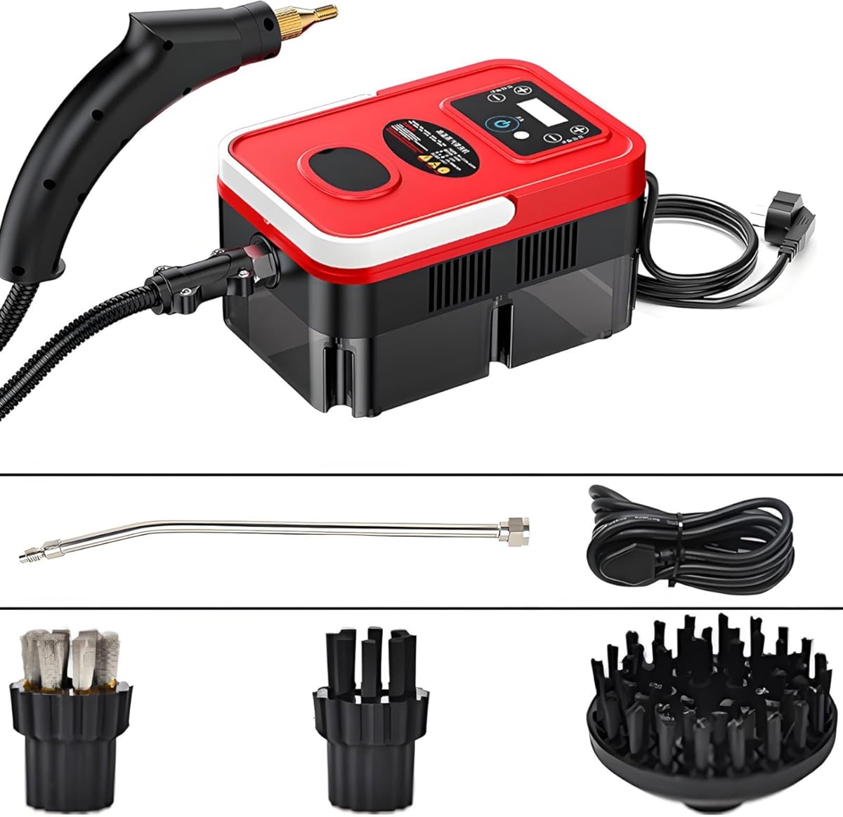 Handheld Steam Cleaner, Steam Cleaners Mop, Natural Steam Cleaner, Handheld Power Steam Cleaner for Home, Steam Cleaner, Touch Screen + 6 Adjustable Steam Levels for Bed Car Kitchen Bathroom(Red and b