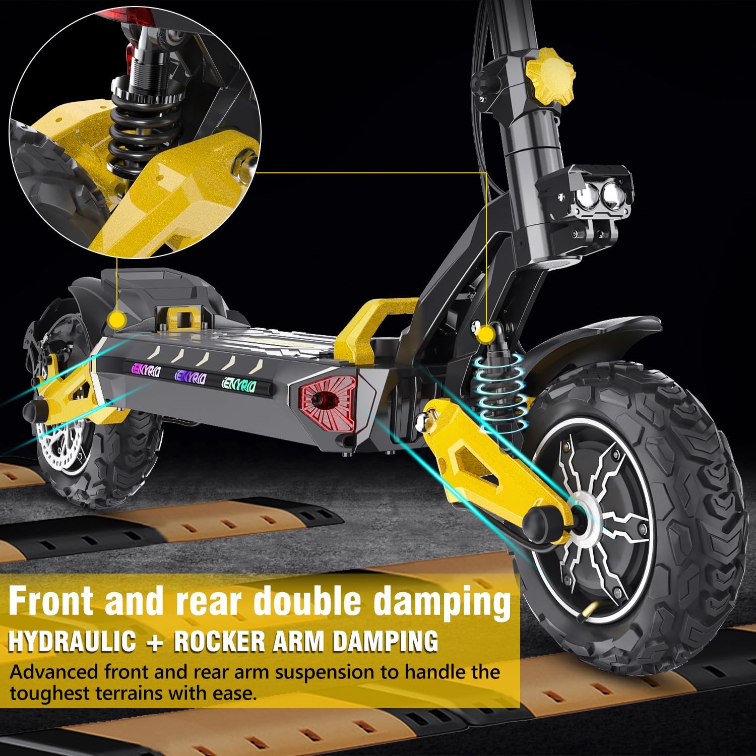 ES1/ES60 Electric Scooter Adults, 2400W Dual Motor Off Road Electric Scooter, Up to 38/40.5 Mph / 40/45 Miles Range, Offroad Pneumatic Tire, Hydraulic and Rocker Arm Damping