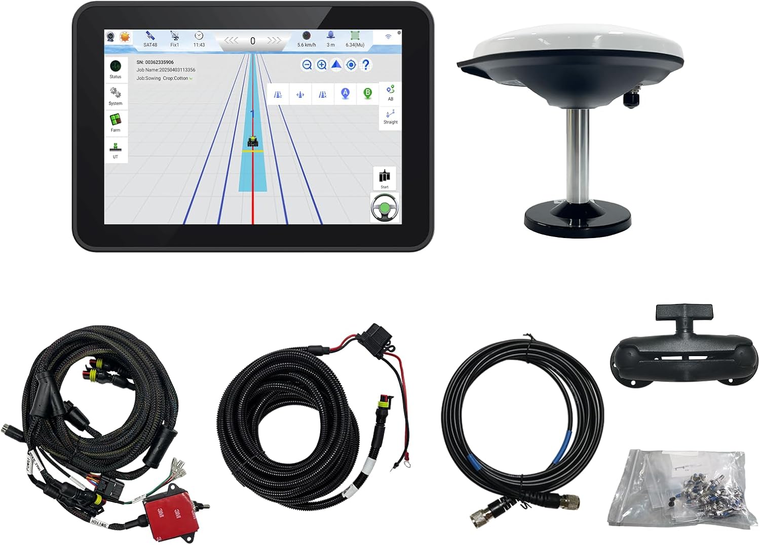 Tractor Guidance System with Precision AG Software, Android10 Tablet, 4-inch High Accuracy by PPP, 1-inch by CORS, A-B line Guidance Compatible with Any Tractor CAT. John-Deere...JY100 Plus