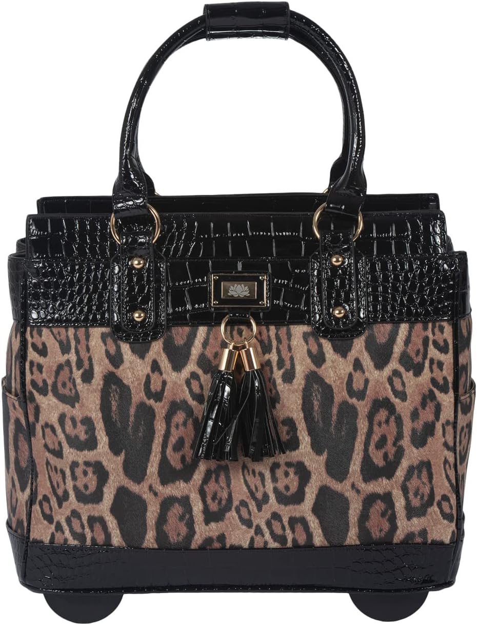 LTP London Leopard Rolling Laptop Bag for Women Computer Case - Fits 13