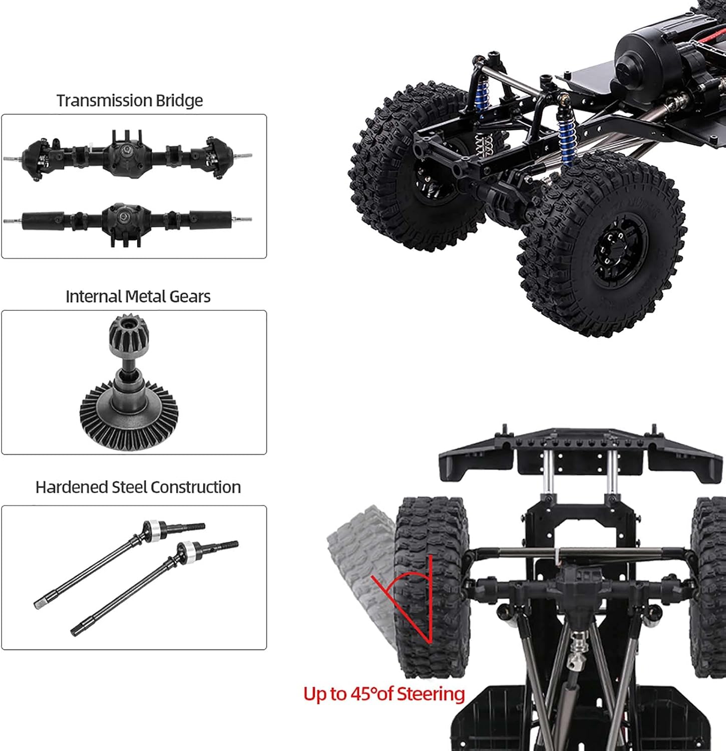 AUSTAR 313mm Wheelbase Chassis Frame w/Tries for 1/10 AXIAL SCX10 II 90046 90047 RC Crawler Climbing Car DIY