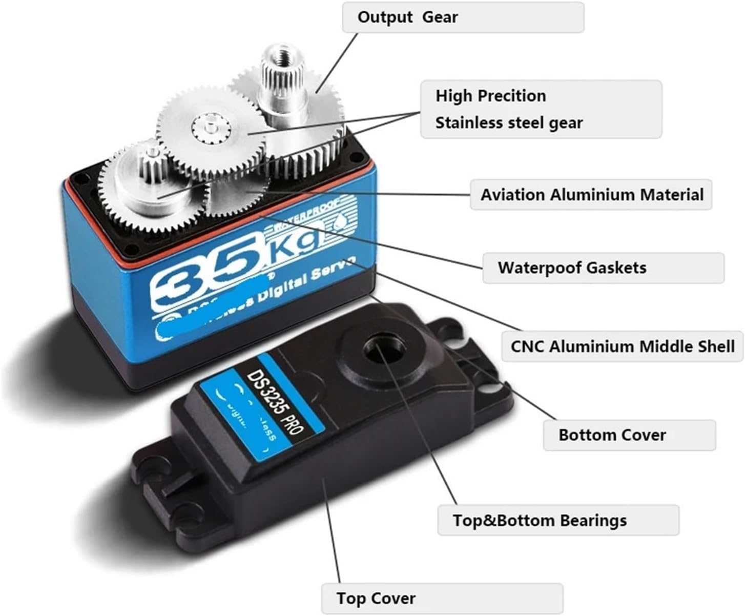 4pcs Coreless Server 25kg 35KG High Speed ​​Server Professional Digital and Stainless Steel Gear Server(4X DS3225-270)