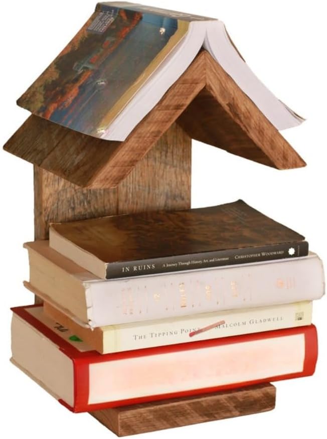 Modern House Shaped Bedside Bookshelf, Tree Bookshelf, Small Bookshelf, Tabletop or Wall Bookshelf, Wooden Book Tree, 9 
