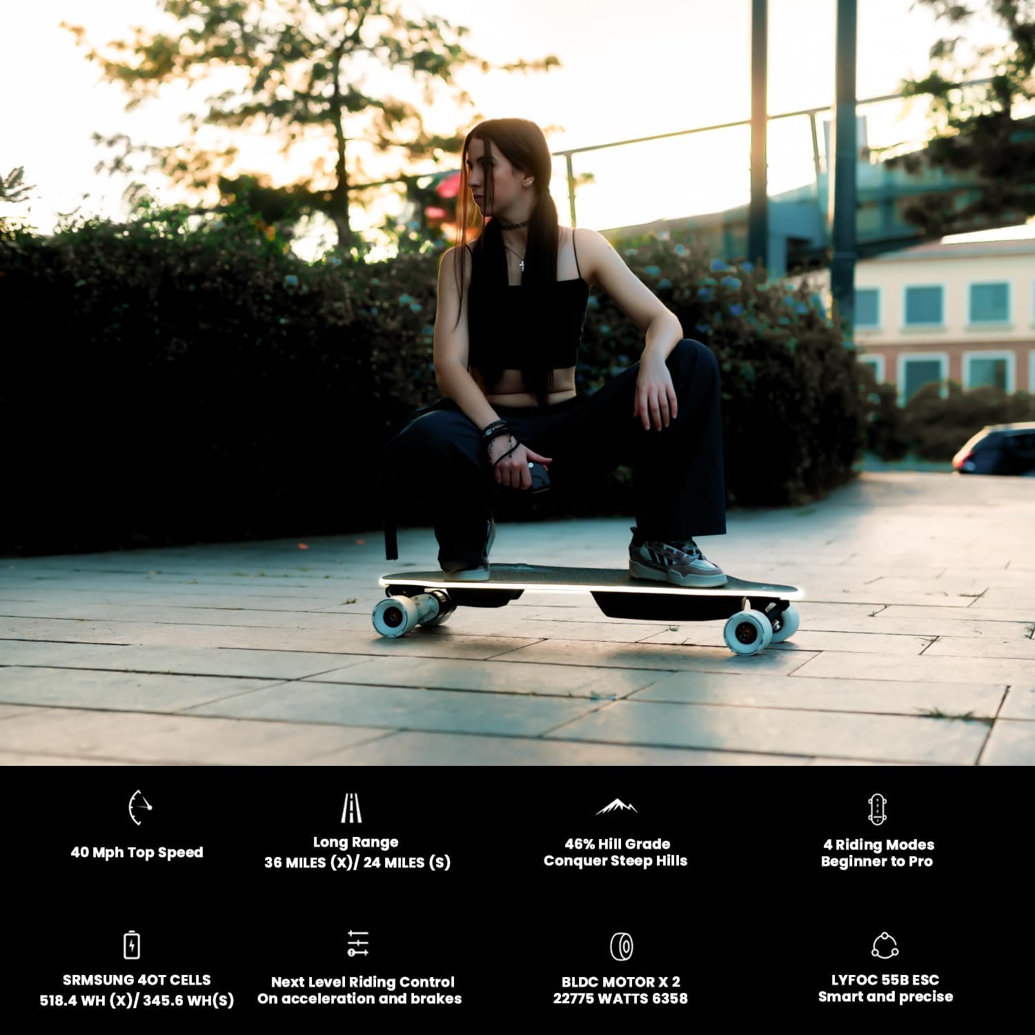 MEEPO Electric Longboard Skateboard with Remote for Adults, 34 MPH Top Speed, 30 Miles Long Range with 2800W*2 Gear Drive Motor, Bamboo & Fiberglass Deck, 330 LBS Max Load, Voyager X