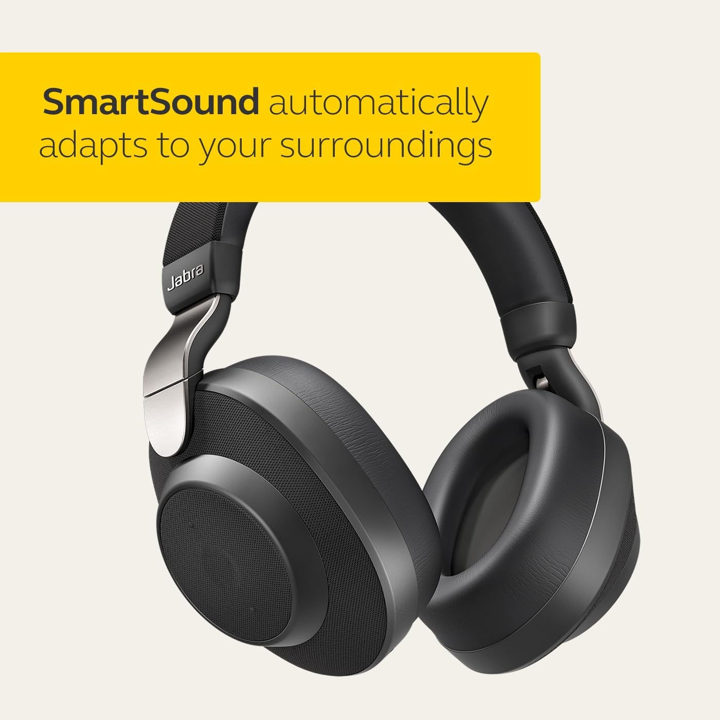 Jabra Elite 85h Titanium Black Bluetooth Noise-Canceling Headphones, Over-Ear, 36-Hour Battery Life, Water Resistant, ANC, SmartSound, Fast Charging