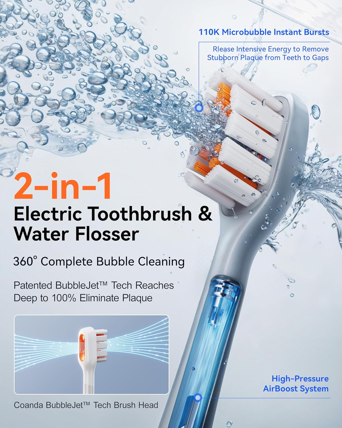 RANVOO Save $70 to Get Handheld Vacuum Cleaner and Bubble Sonic Electric Toothbrush Grey Together