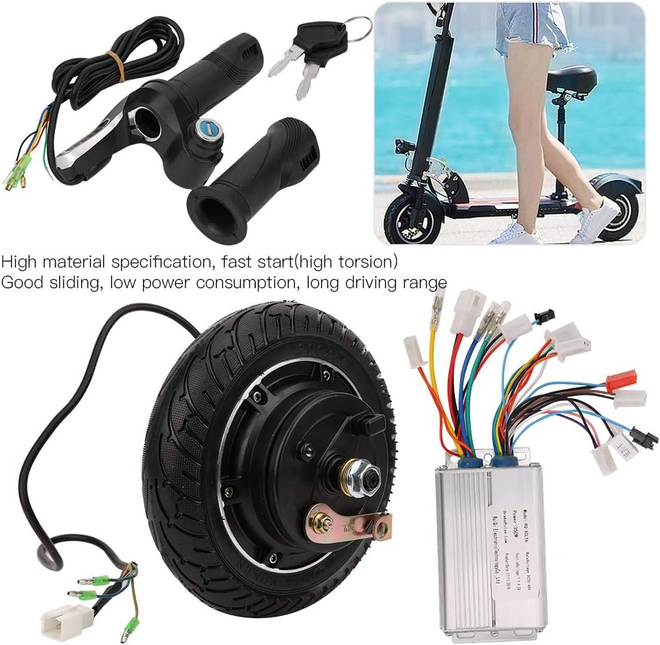 Scooter Brushless Hub Motor, 36V 350W Electric Scooter 8 Inch Anti-Skid Wheel Tire Set Lightweight Fast Start Accessory