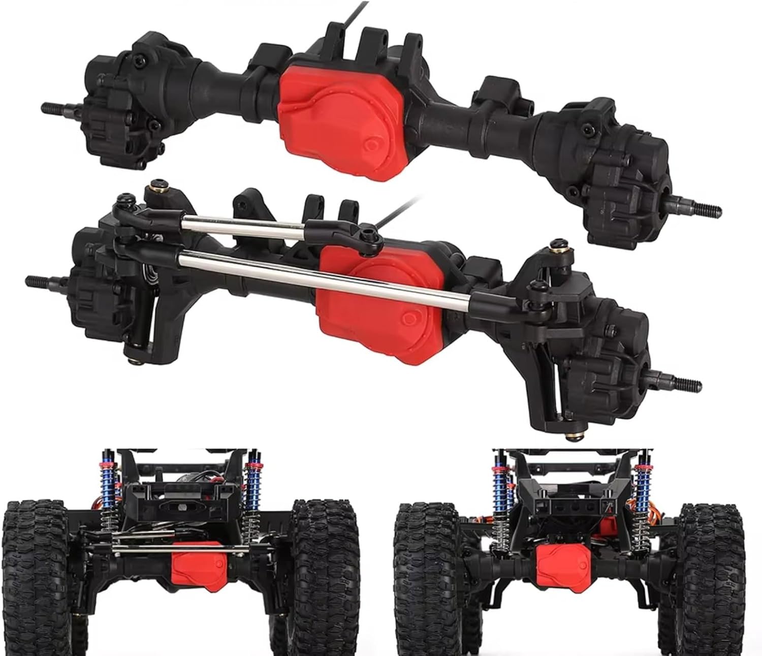 Rc Front Rear Axle for Traxxas for TRX-4 1/10 RC Car Axle Upgrades Parts Metal Portal Axles Front and Rear Axle with T-Lock Differential(Front and Rear Axles)
