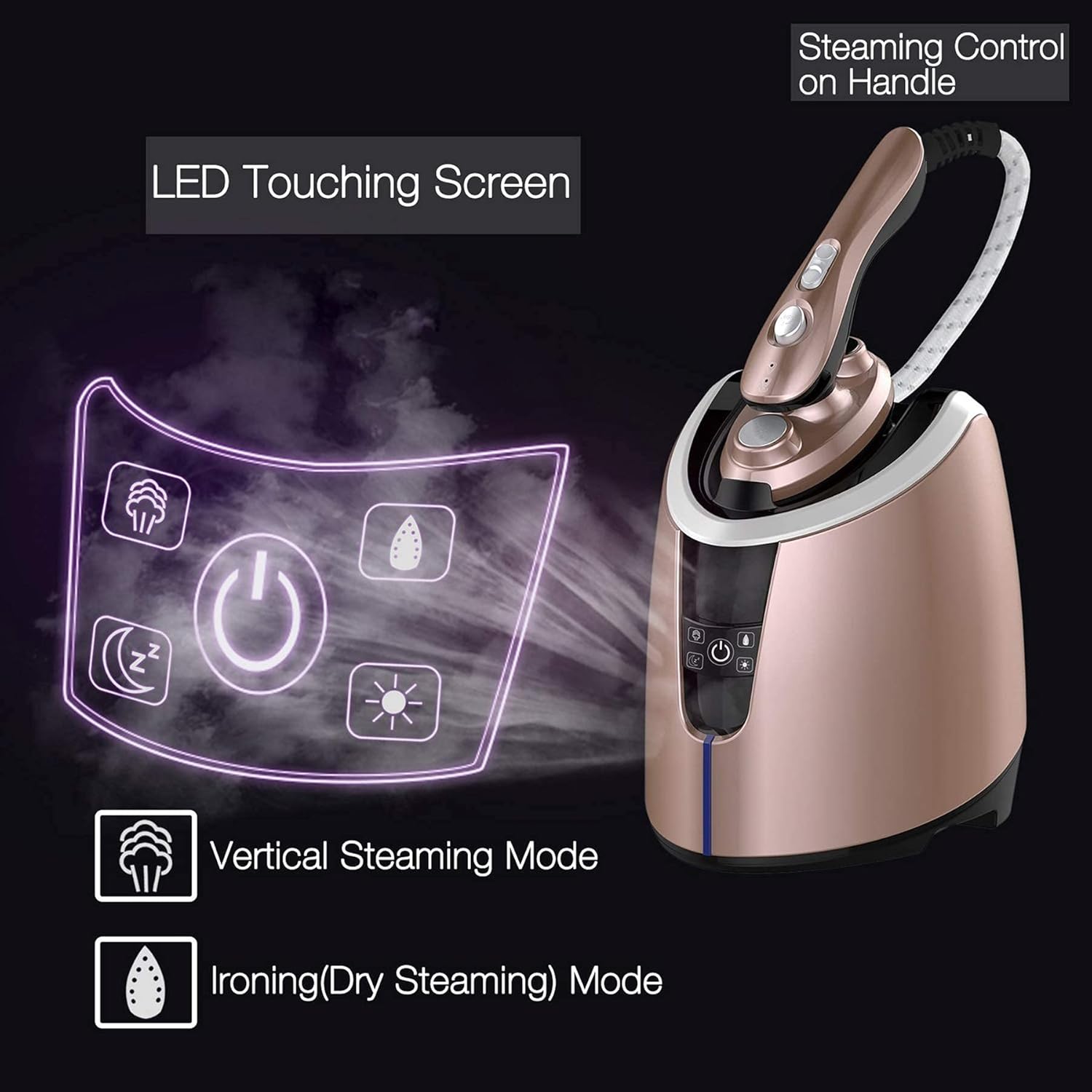 Clothes Garment Steamer - Vertical Double Pole Telescopic Clothes Steamer 1800W Professional Iron Household Small Iron Handheld Ironing with Ironing Board,Pink