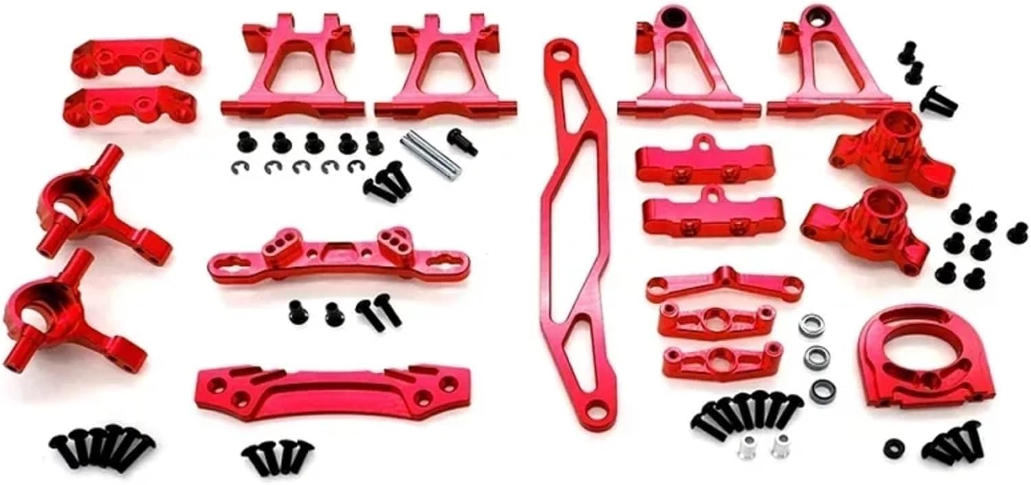 RC Car Models Parts For Tamiya For TT-02 For TT02 1/10 Metal Suspension Arms Steering Modification Accessory Kit RC Car Upgrade Parts Accessories(Red)