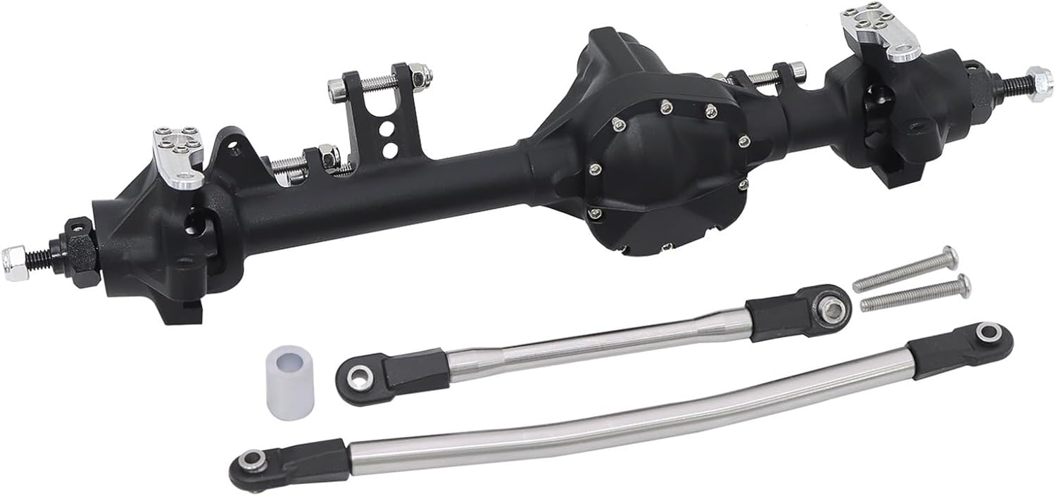 RC Car Parts for Axial for SCX10 II for VS4-10 1/10 Piece Construction Front Rear Straight Axle Modification Accessories RC Crawler Car Chassis Upgrade Parts(Black,Set)