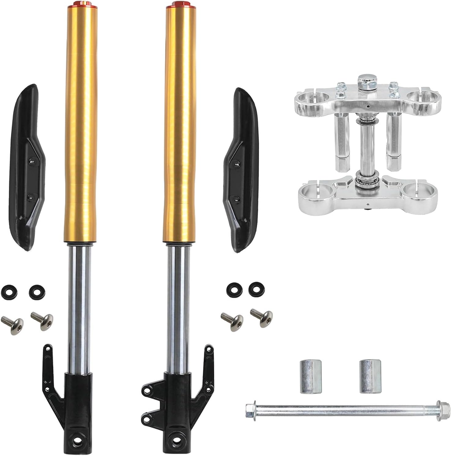 630mm Front Forks 45/48mm Triple Tree Clamp w/ 12mm Axle for Mini Pit Monkey Dirt Bike Razor MX650 CRF50 XR50 SSR Apollo Coolster 70cc 90cc 110cc 125cc