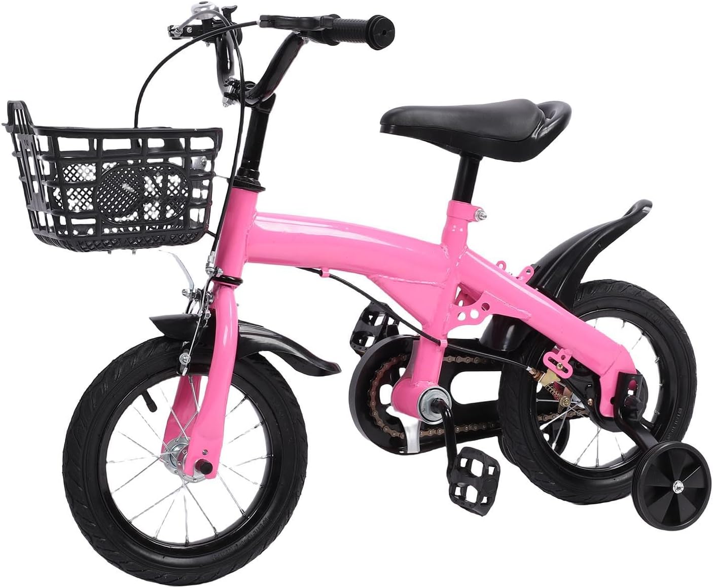 Fabater Toddler Balance Bikes, 14 16 Inch Girls Bikes with Training Wheels Basket, Adjustable Seat Handbar Height Ergonomic Kids Bike for 3 to 10 Years Kids, Pink